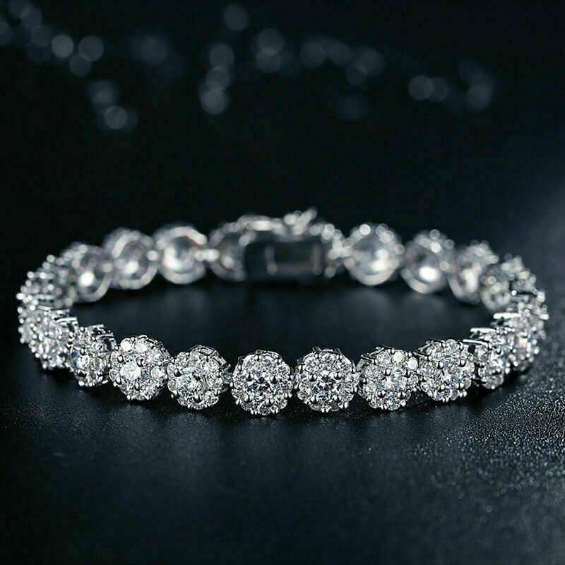 Bead Style Women's White Moissanite Studded Bracelets